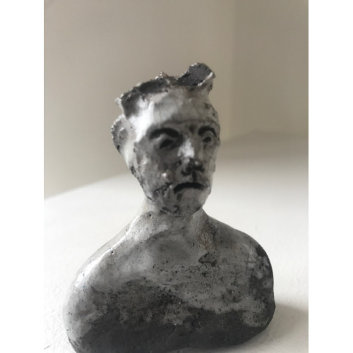 mini Raku fired head and shoulders, approx 8cm high