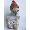 Medium Raku fired figure with orange beanie, h. 20cm