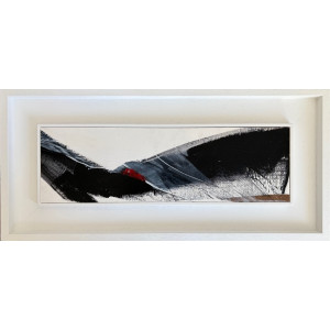 Tir ll, acrylic, gesso & charcoal on paper laid down on wood, 11.5 x 37.5cm