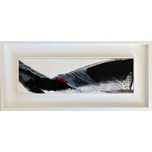 Tir ll, acrylic, gesso & charcoal on paper laid down on wood, 11.5 x 37.5cm