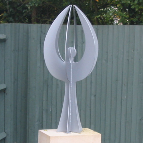 Angel, steel, zinc spray paint,1.25m high, edition of 8