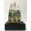 Triptych Stones II, H: 23 exc wooden base