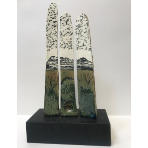 Triptych Seastones, glazed ceramic, H: 35cm	