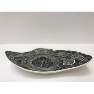 Wood print ceramic dish, D: 21cm
