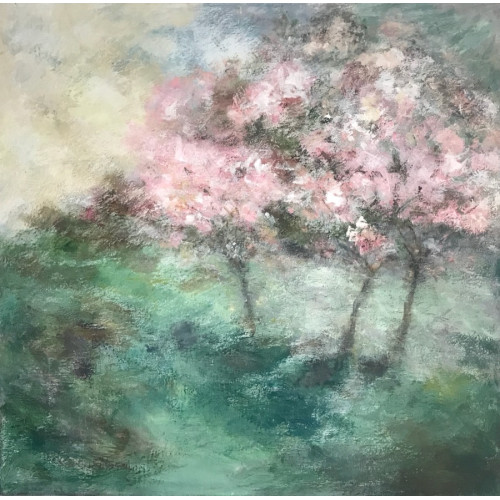 April, acrylic on canvas, 91 x 91cm