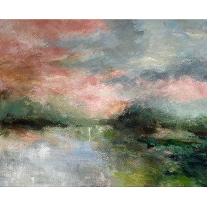 The sky painted pink clouds, acrylic on canvas, 82 x 102cm