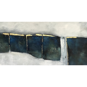 Crevasse, acrylic and gold leaf on canvas,  100 x 50cm