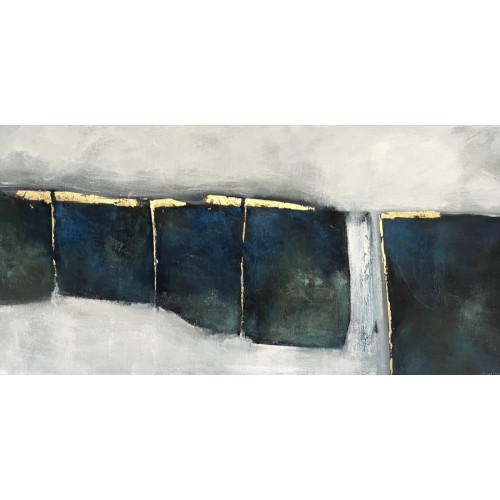 Crevasse, acrylic and gold leaf on canvas,  100 x 50cm