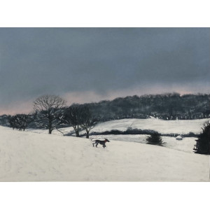One day in January, Lurcher, Slad valley, 24 x 32cm